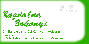 magdolna bokanyi business card